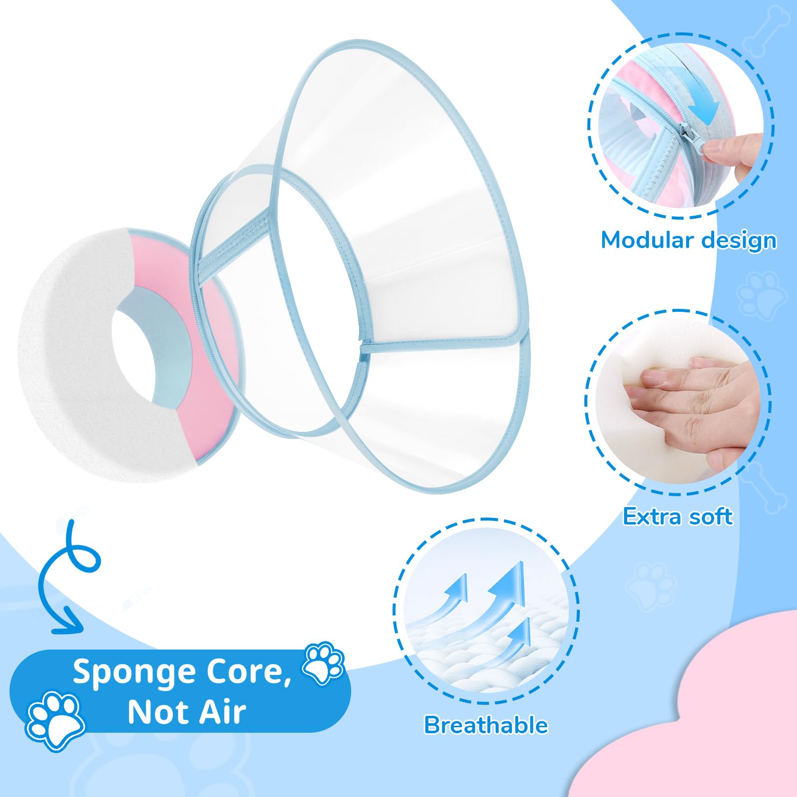 ICOYEA soft breathable fabric keeps dogs cool and comfortable while wearing the donut.