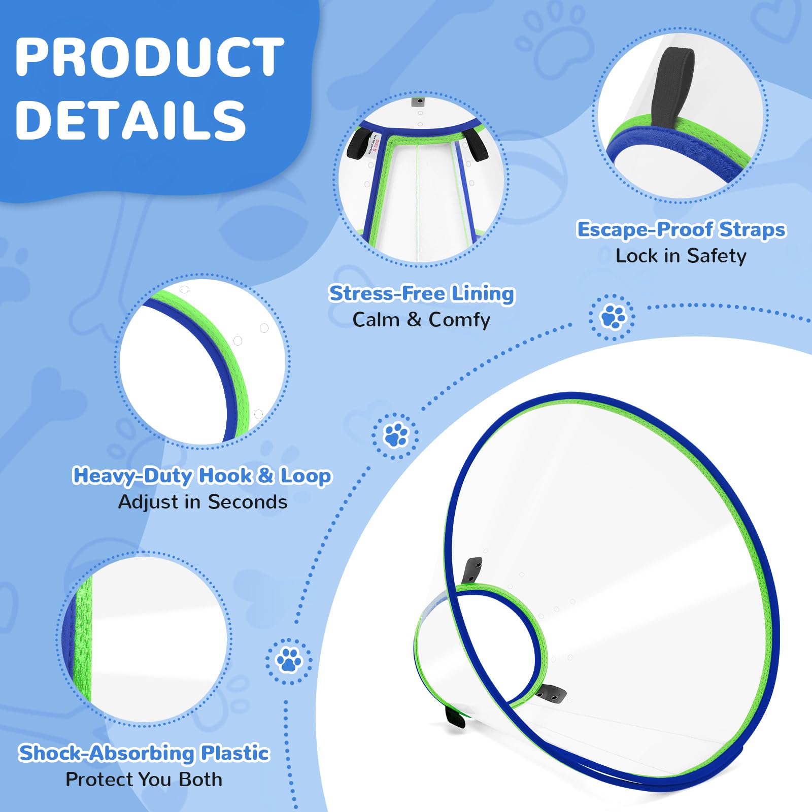 ICOYEA breathable cone collar with ventilation prevents heat buildup.