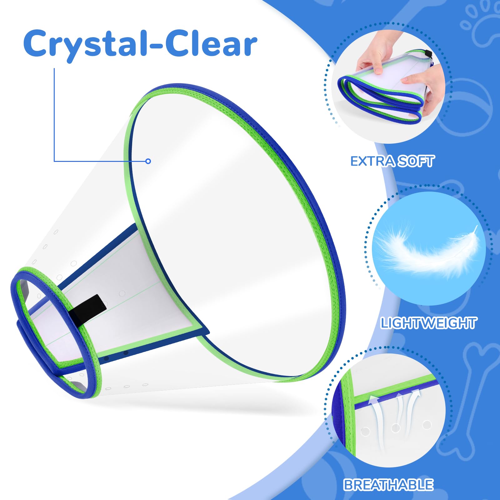 ICOYEA cone collar with soft edges protects furniture and skin.