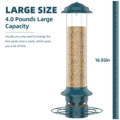 Icreer metal bird feeder with 4lb capacity for long-lasting feeding.