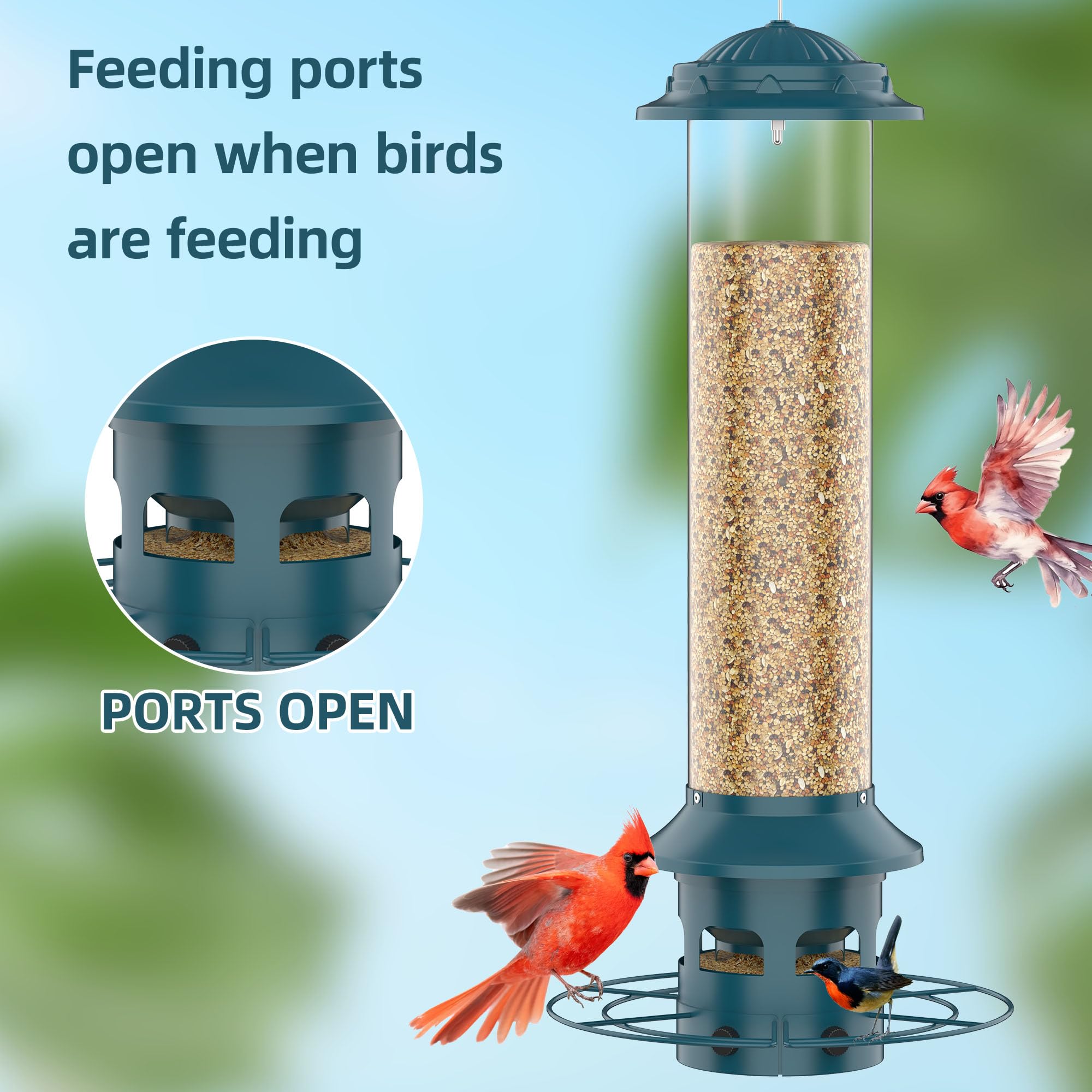 Icreer weight-activated mechanism protects feeder when large animals approach.