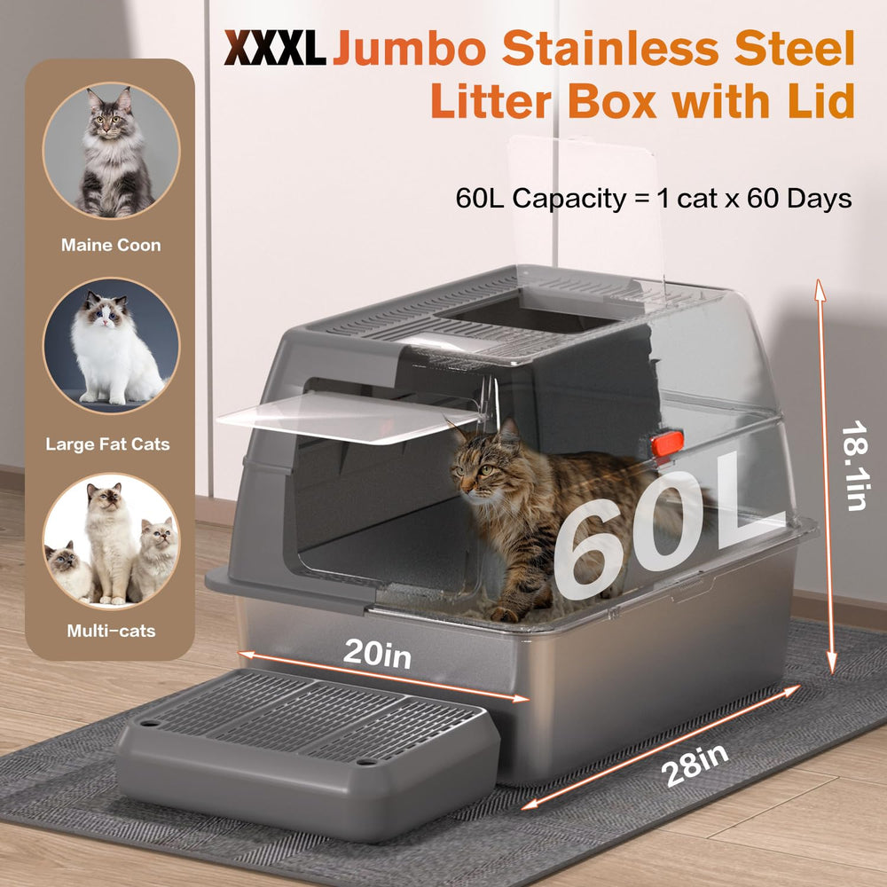 ICYAIR XXXL dual-modes litter box offers enclosed privacy and odor control.