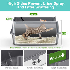 ICYAIR metal litter box lid buckle; tight seal helps reduce leaks.