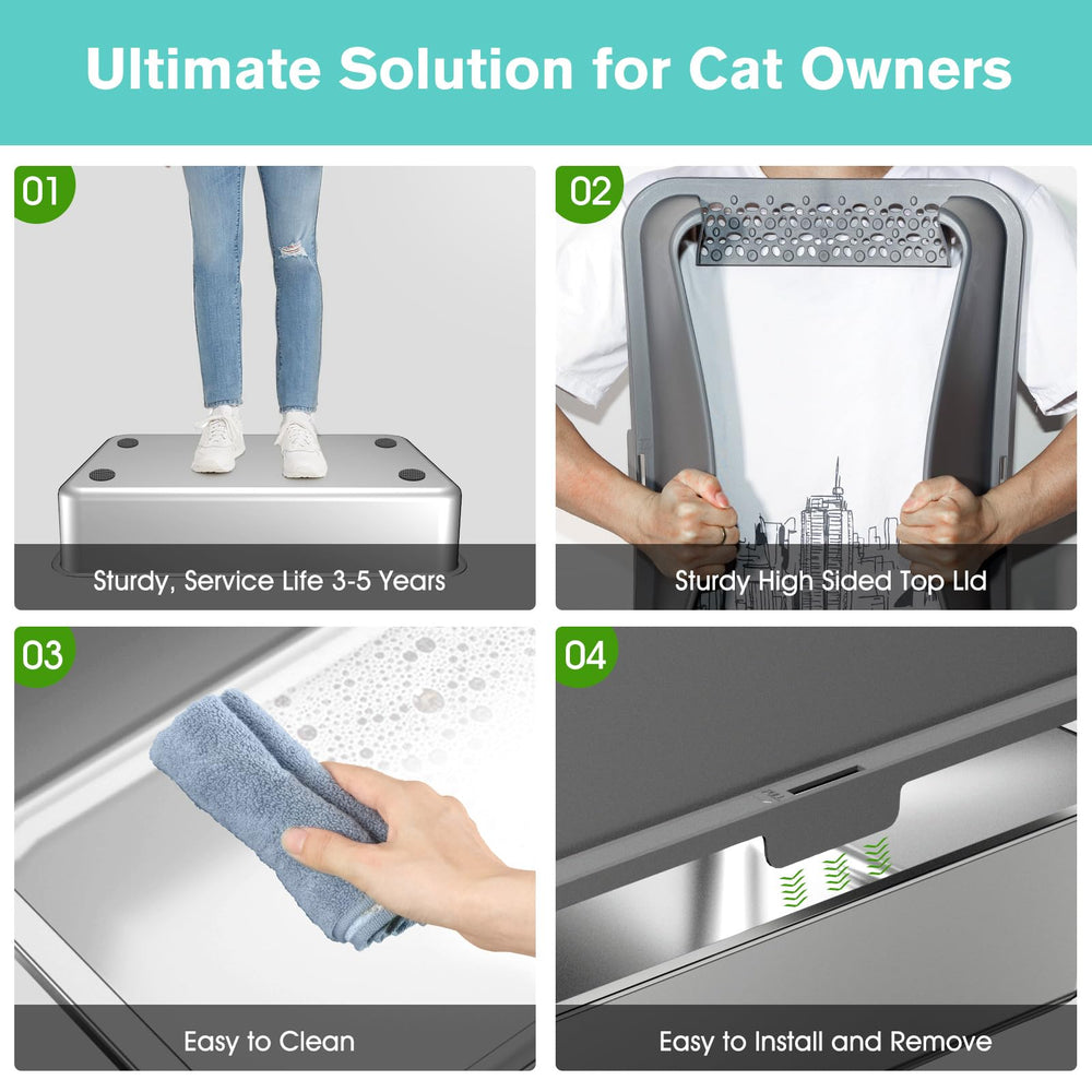 ICYAIR odorless steel litter box keeps living space feeling fresh.