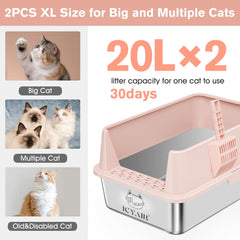 ICYAIR XL litter box with 12-inch high sides and lid to prevent leaks