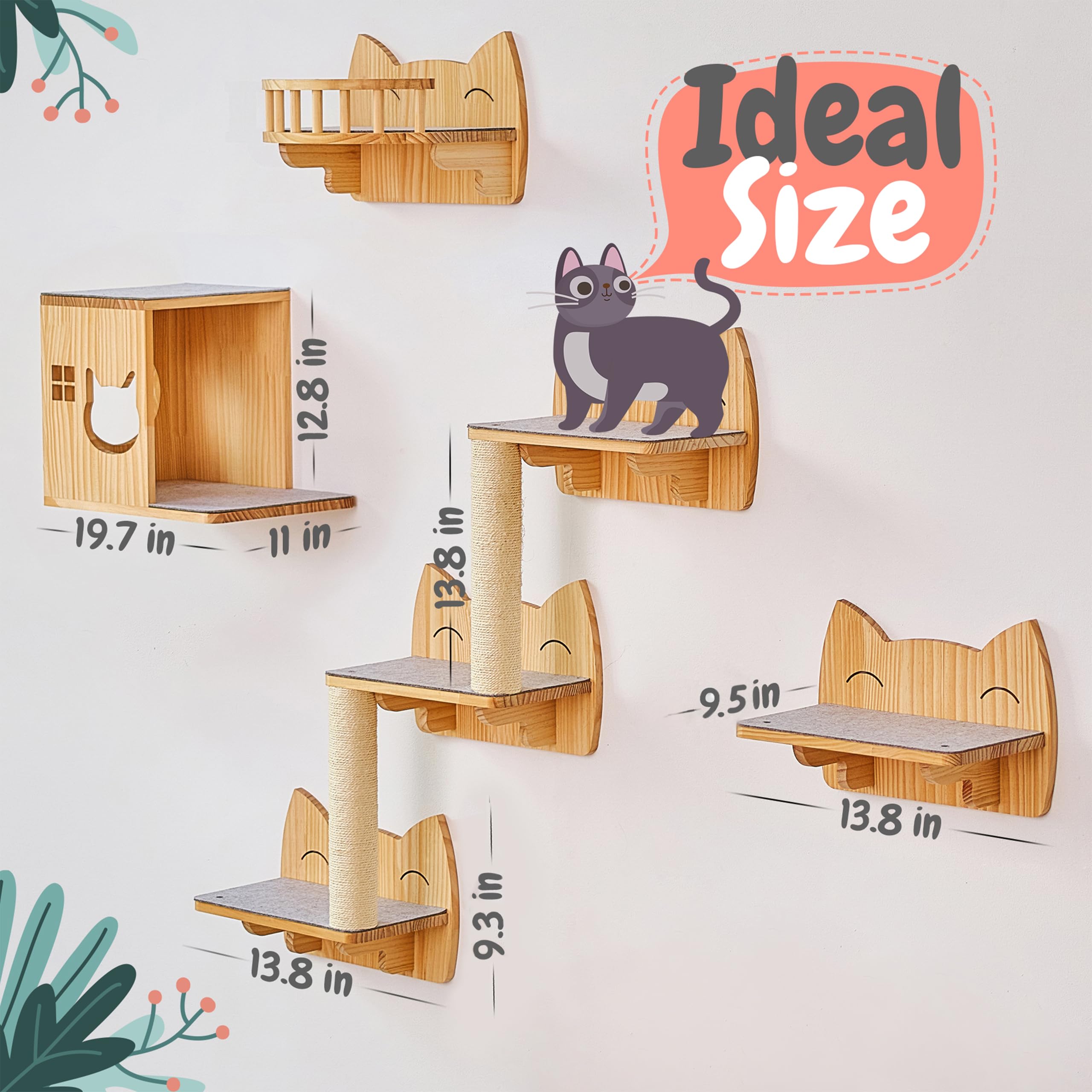 IDAE Cat Wall Shelves large platforms highlight sturdy, spacious perches for big cats.