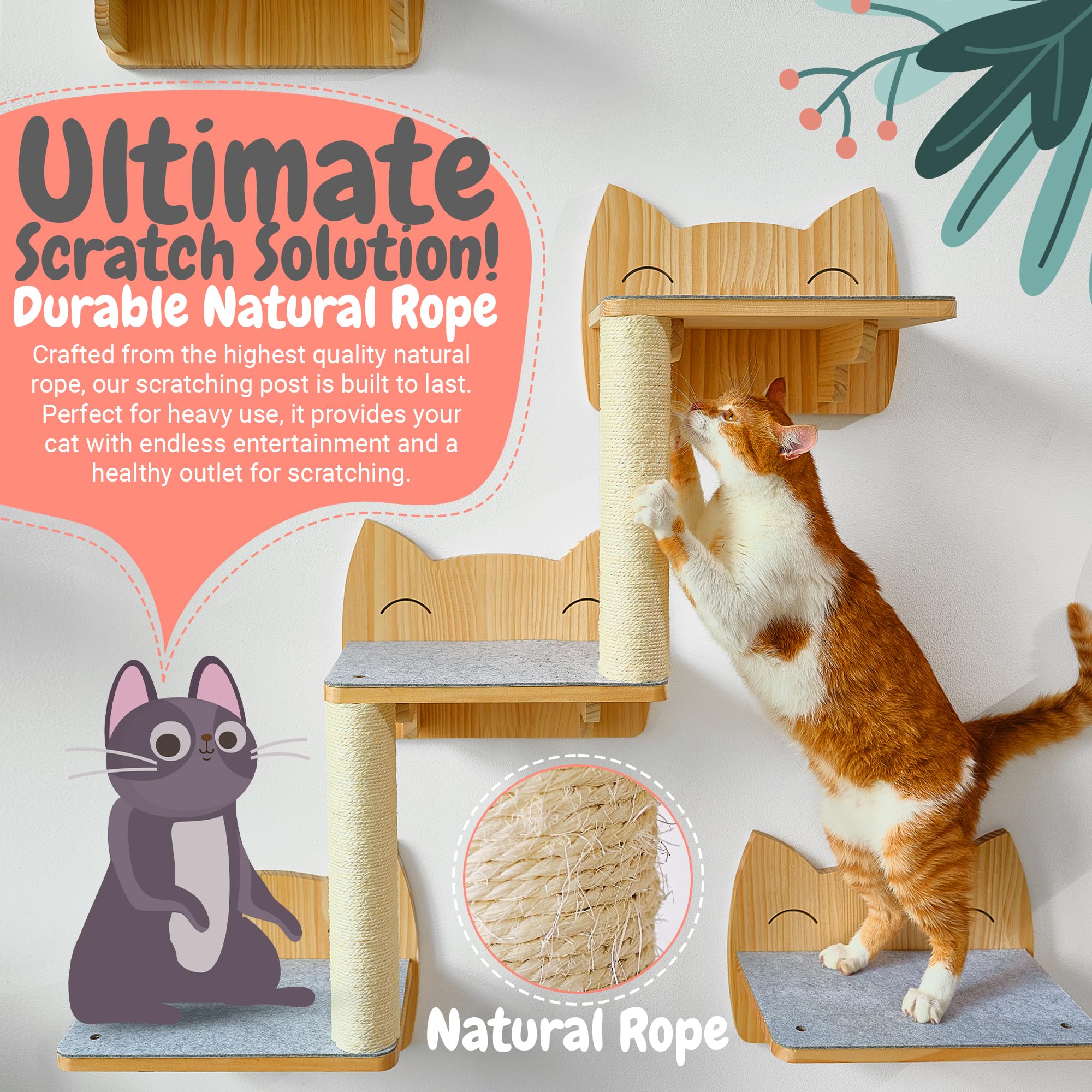 IDAE Cat Wall Shelves scratcher pads emphasize built-in claw care and interactive play.