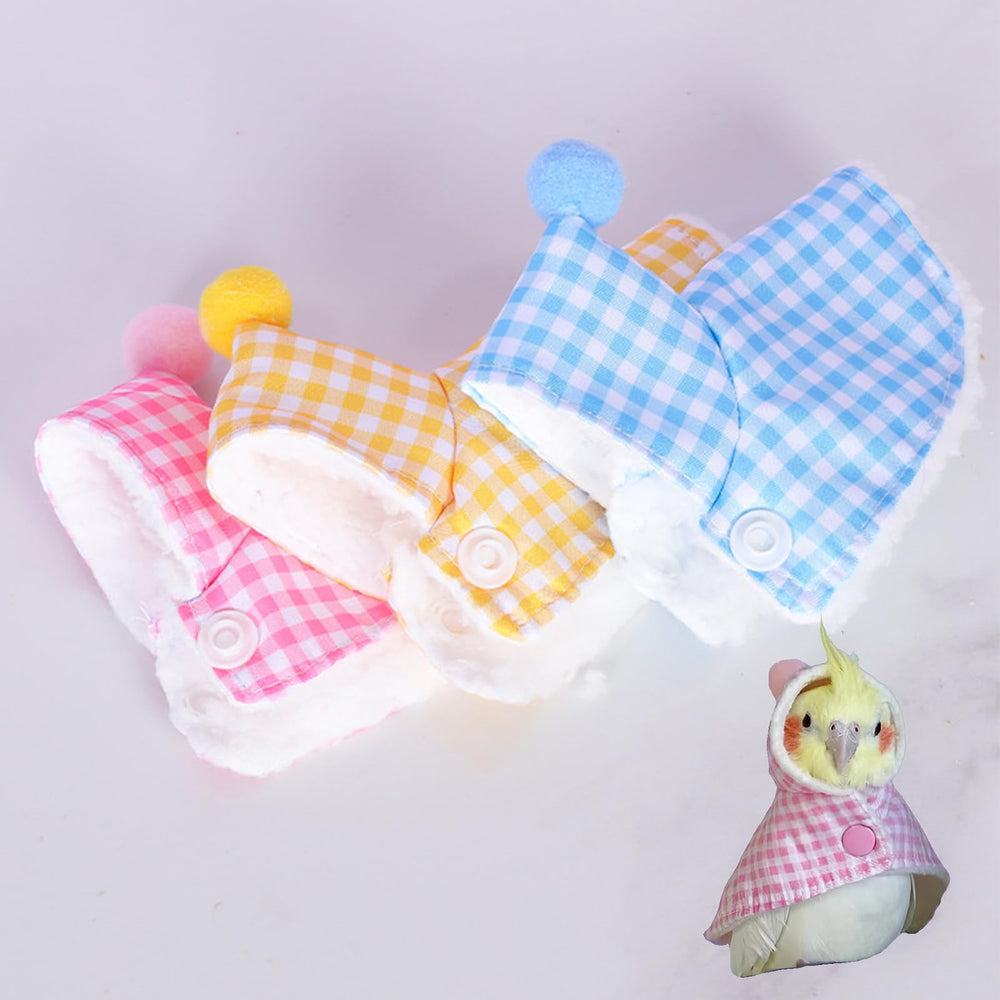 Ideal Parrot Cloak pink parrot clothes on a conure for playful photos and contrast