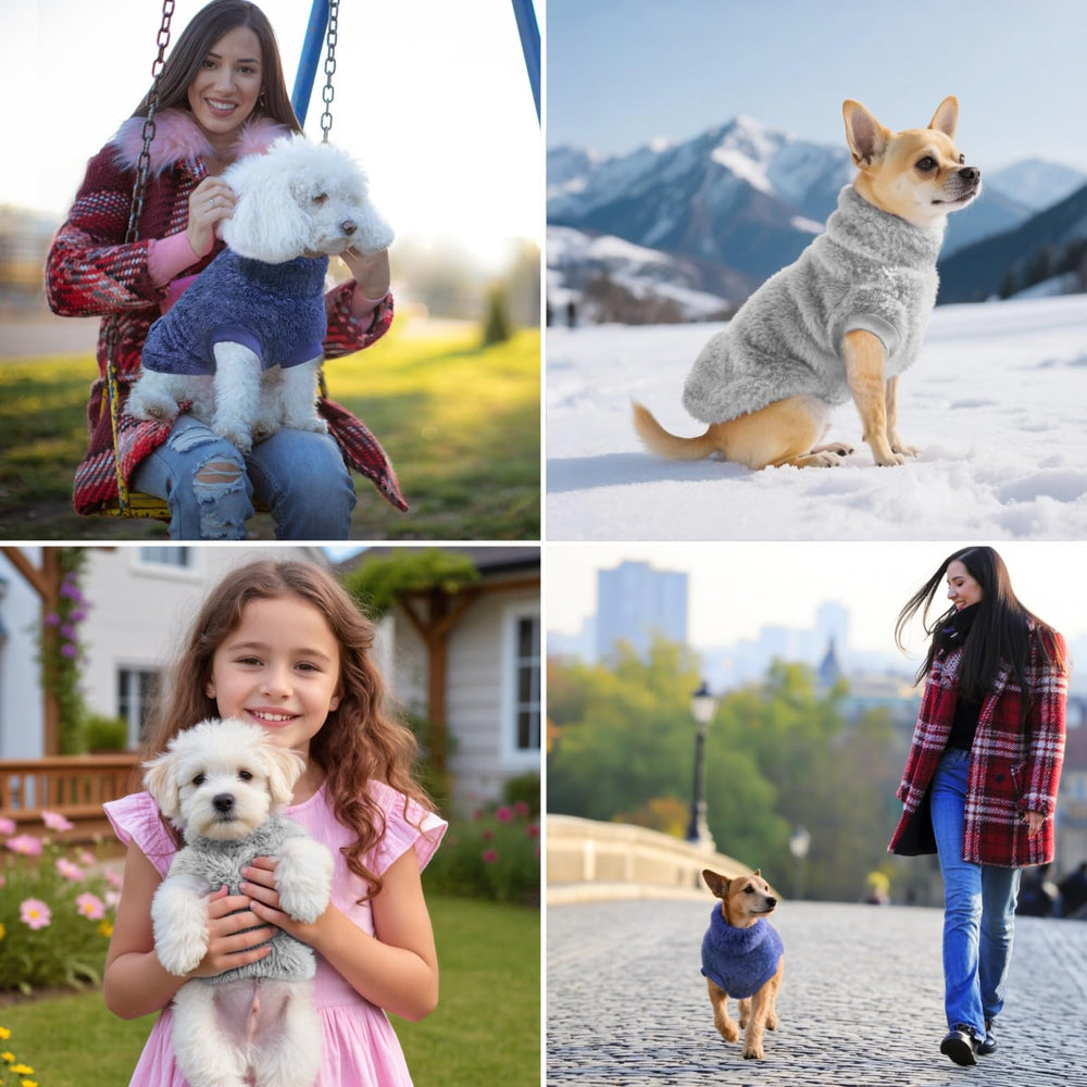 Idepet cat or dog knit sweater vest in grey and navy for daily wear.