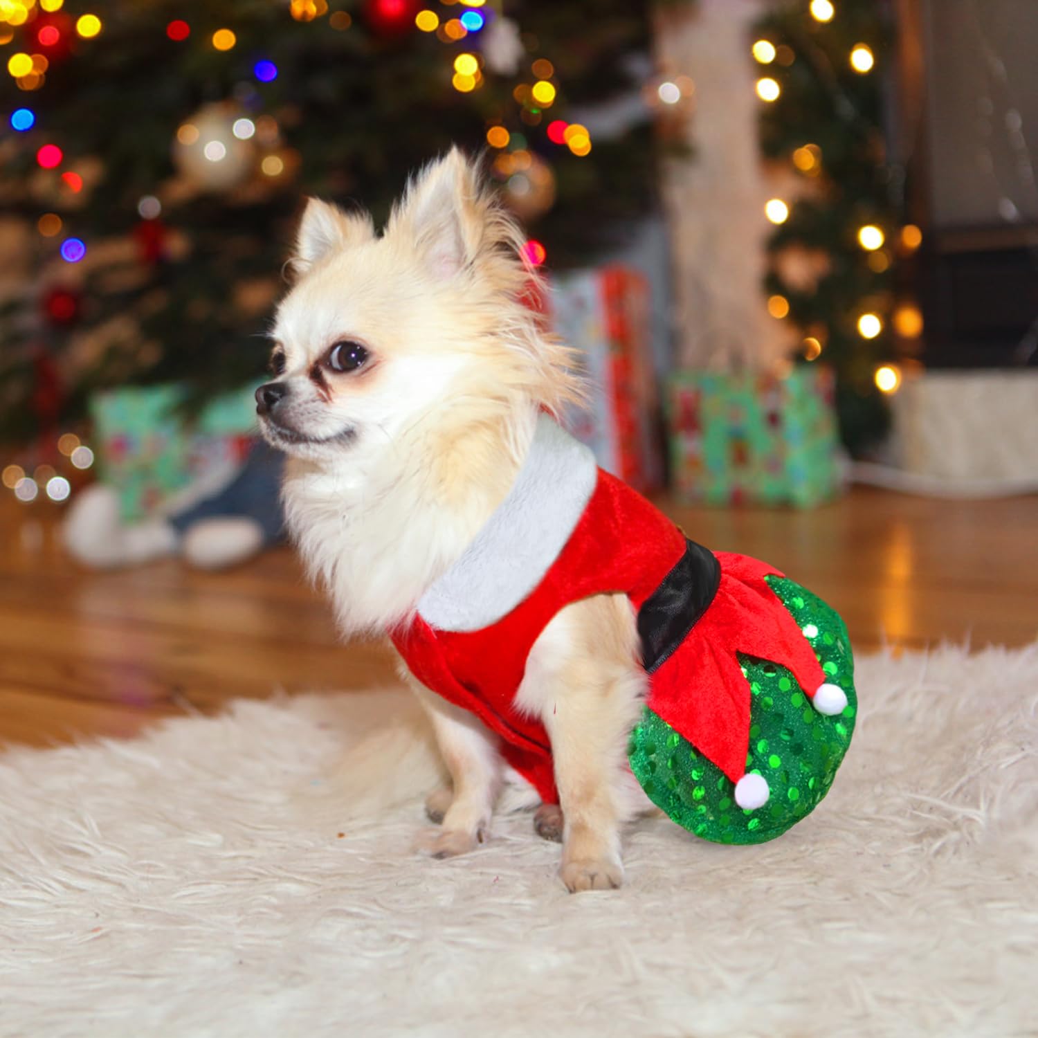 Idepet Christmas dress with button closure simplifies on-off wear