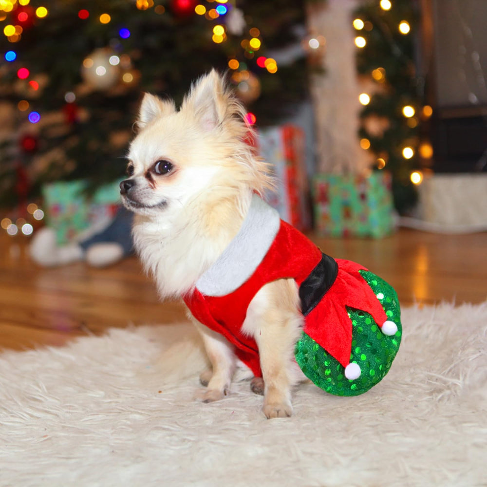 Idepet Christmas dress with button closure simplifies on-off wear