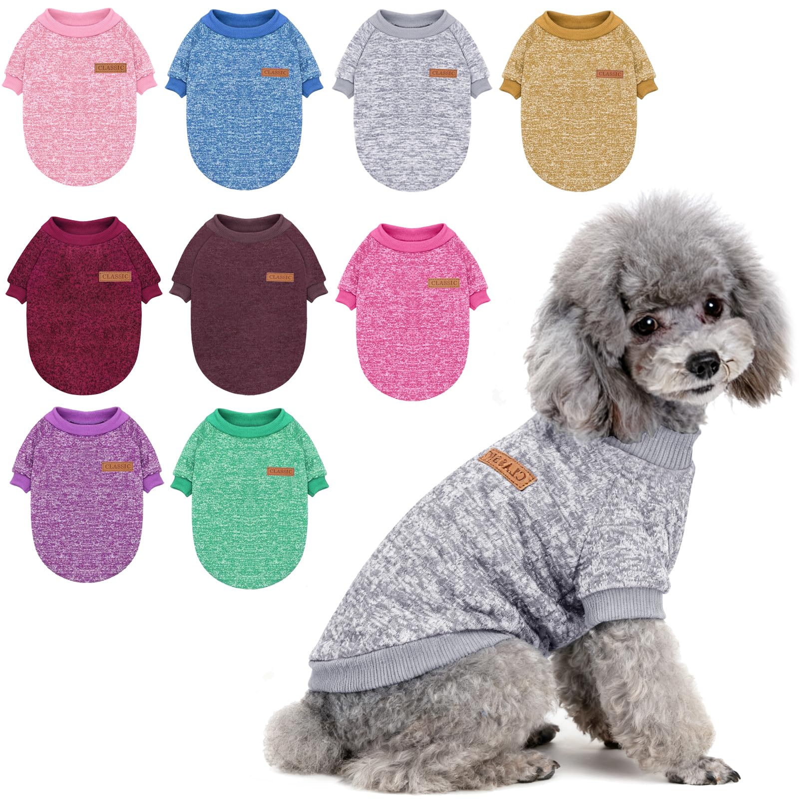 Idepet dog classic sweater Grey front view for cozy warmth during strolls