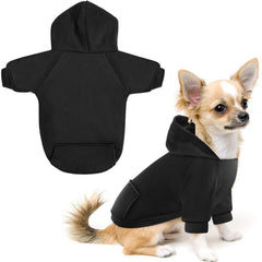 Idepet dog hoodie black XS front view keeps small dogs warm and stylish.
