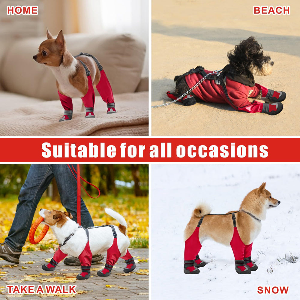 Idepet dog suspender boots waterproof sole provides secure steps on wet surfaces