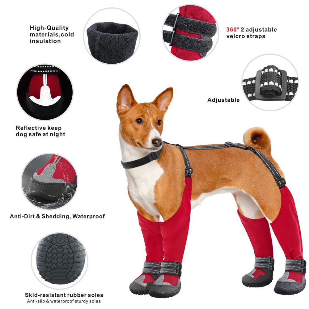 Idepet dog suspender boots in snow mode protect paws during winter hikes.
