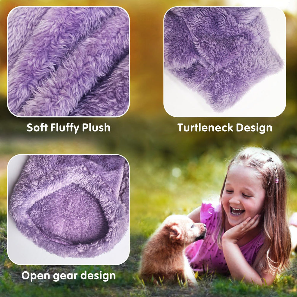 Idepet fleece dog sweater purple XL lifestyle shot for winter style