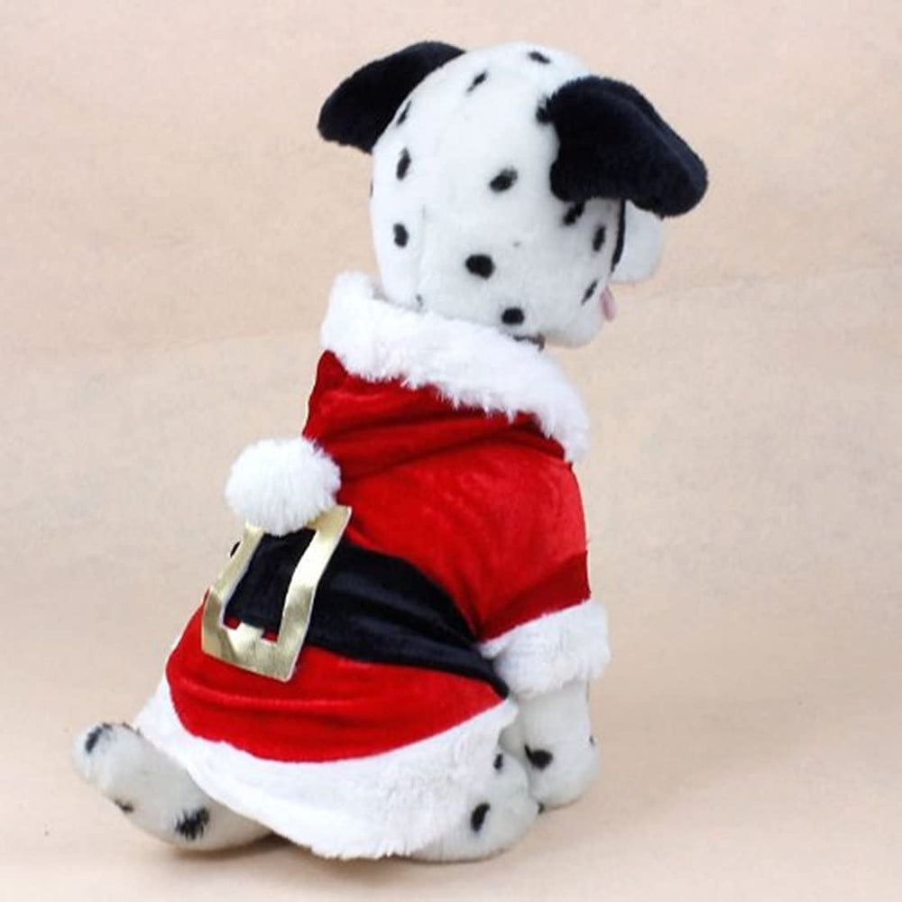 Idepet Santa Dog Costume back view—stylish winter coat for warmth.