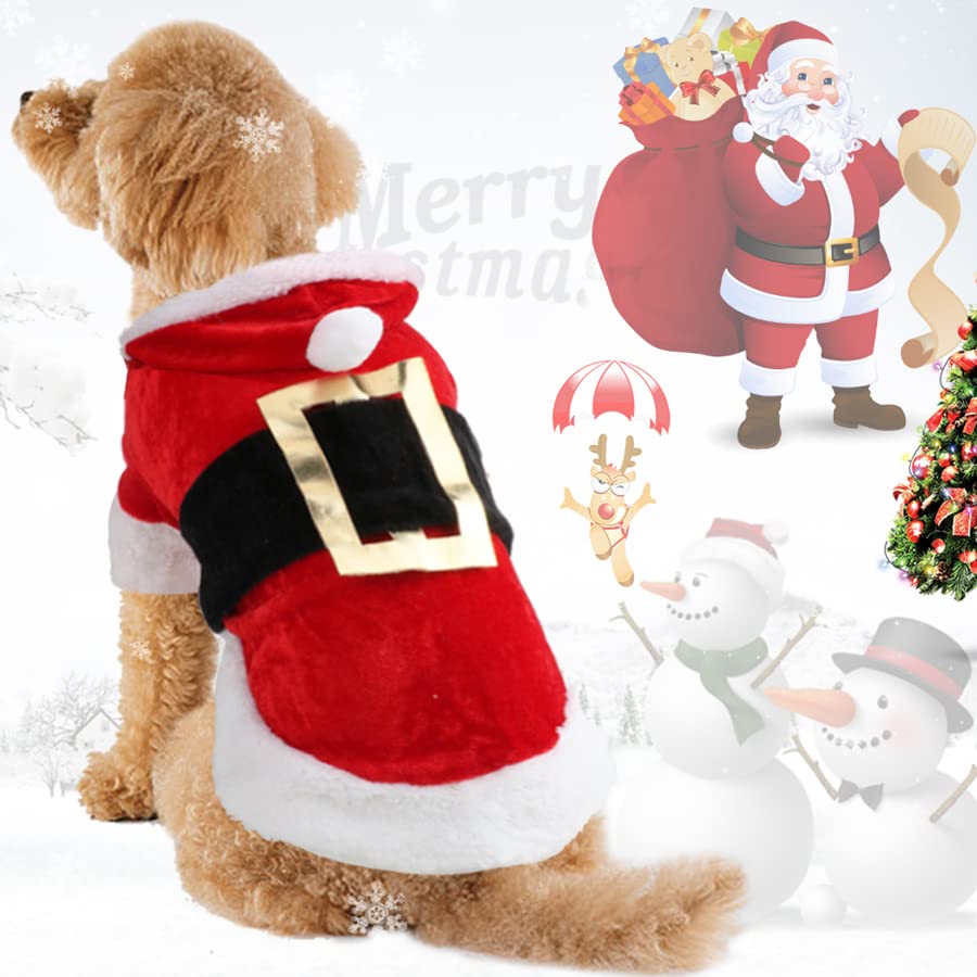 Idepet Santa Dog Costume on dog—cute holiday outfit for photos and parties.