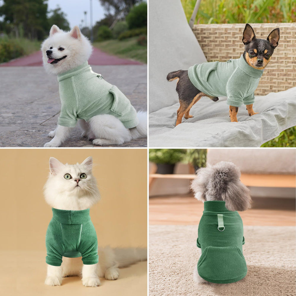 Idepet sudadera polar colores verde y verde oscuro: opción versátil para mascotas pequeñas.