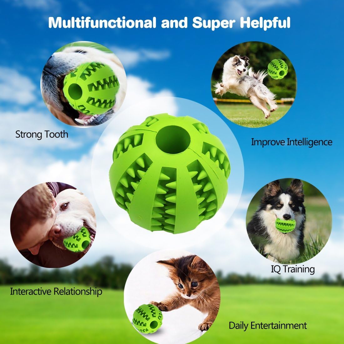 Idepet toy ball grooves filled with treats extend playtime and enrichment.