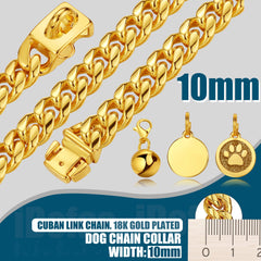 iDofas Cuban-link collar shows dog tag and bell clearly