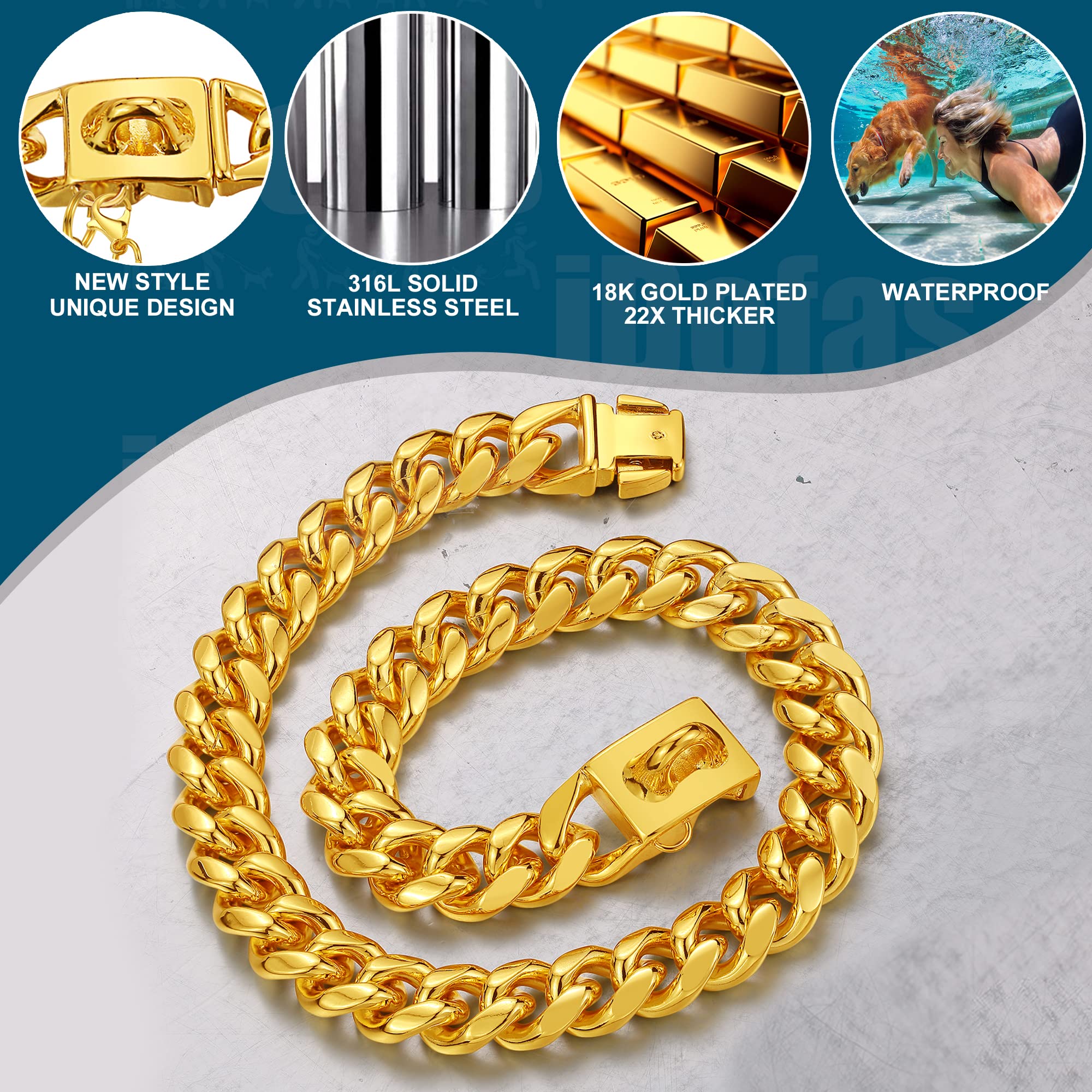 iDofas stainless steel dog collar is waterproof and rust-resistant