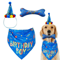 IDOLPET dog birthday bandana blue – festive photo prop for celebrations.