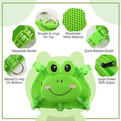 IDOMIK dog harness frog design with dual D-rings for leash control