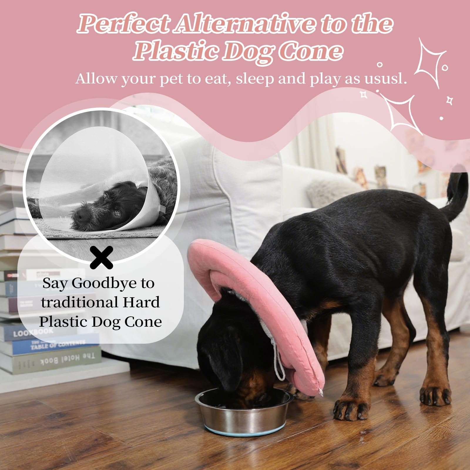 IDOMIK dog recovery collar adjustable design pink M customize snug fit.