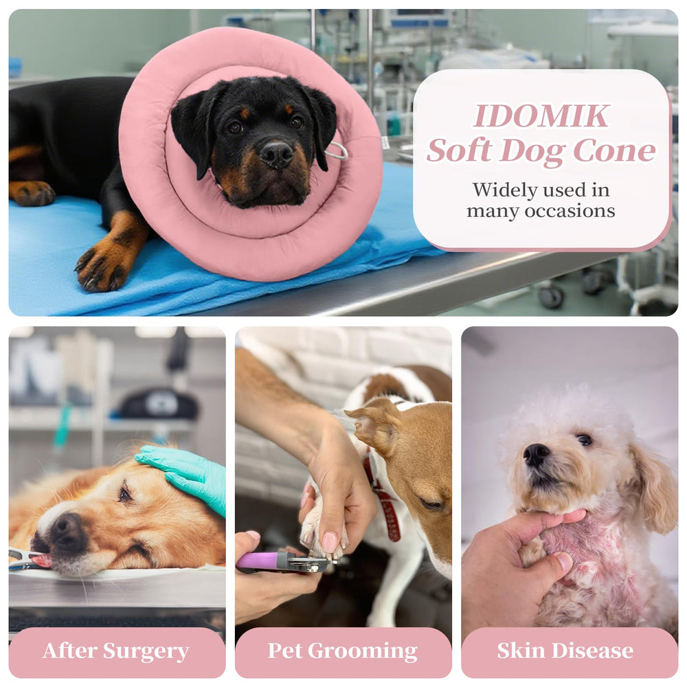 IDOMIK dog recovery collar comfy sleep support pink M aids peaceful rest.