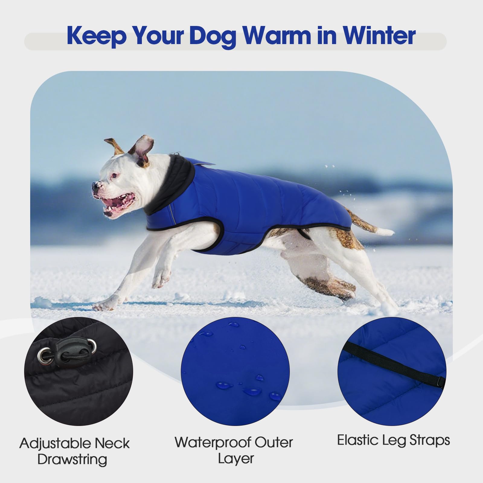 IDOMIK dog winter coat collar area with drawstring emphasizes adjustable fit
