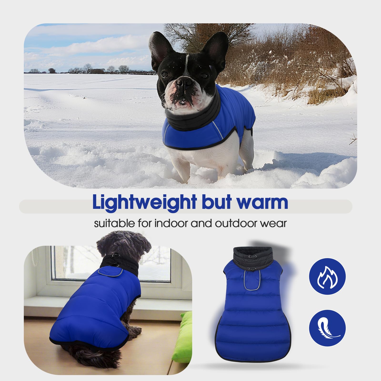 IDOMIK dog winter coat extended high neck protects neck in wind