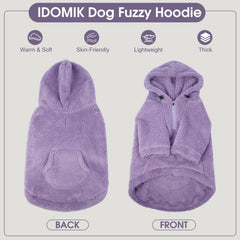 IDOMIK fuzzy dog sweater hoodie back pocket detail for snacks on walks
