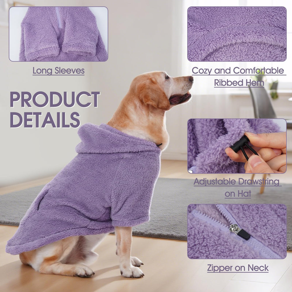 IDOMIK fuzzy dog sweater hoodie leash hole enables safer leash walking