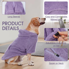 IDOMIK fuzzy dog sweater hoodie leash hole enables safer leash walking