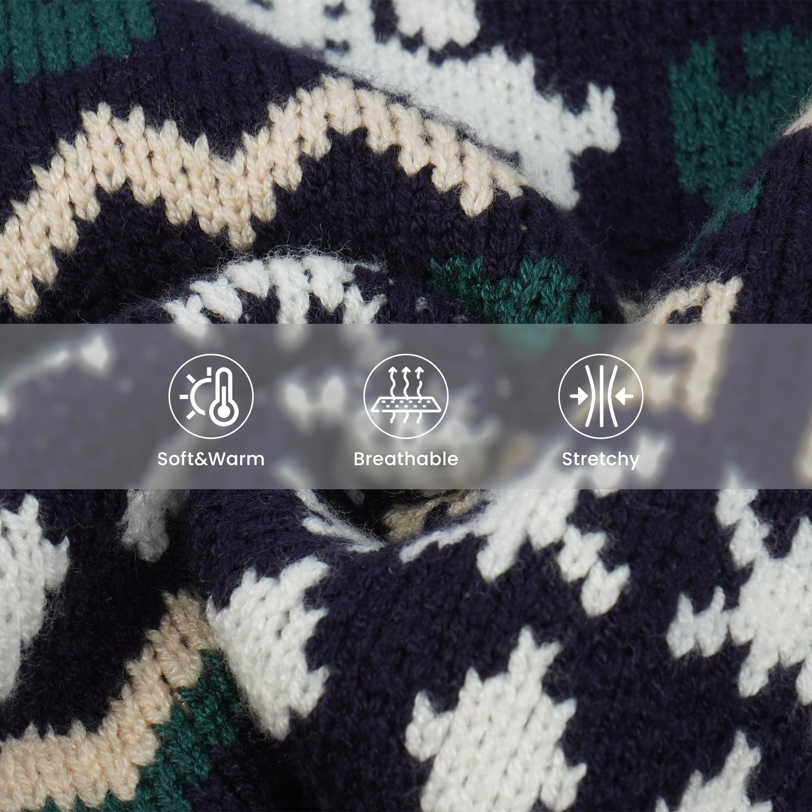 IDOMIK small dog sweater dress closeup knit reveals soft acrylic texture for sensitive skin.