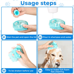 IDQQUQQ dog shampoo brush made of silicone provides gentle scrubbing and skin-friendly cleansing