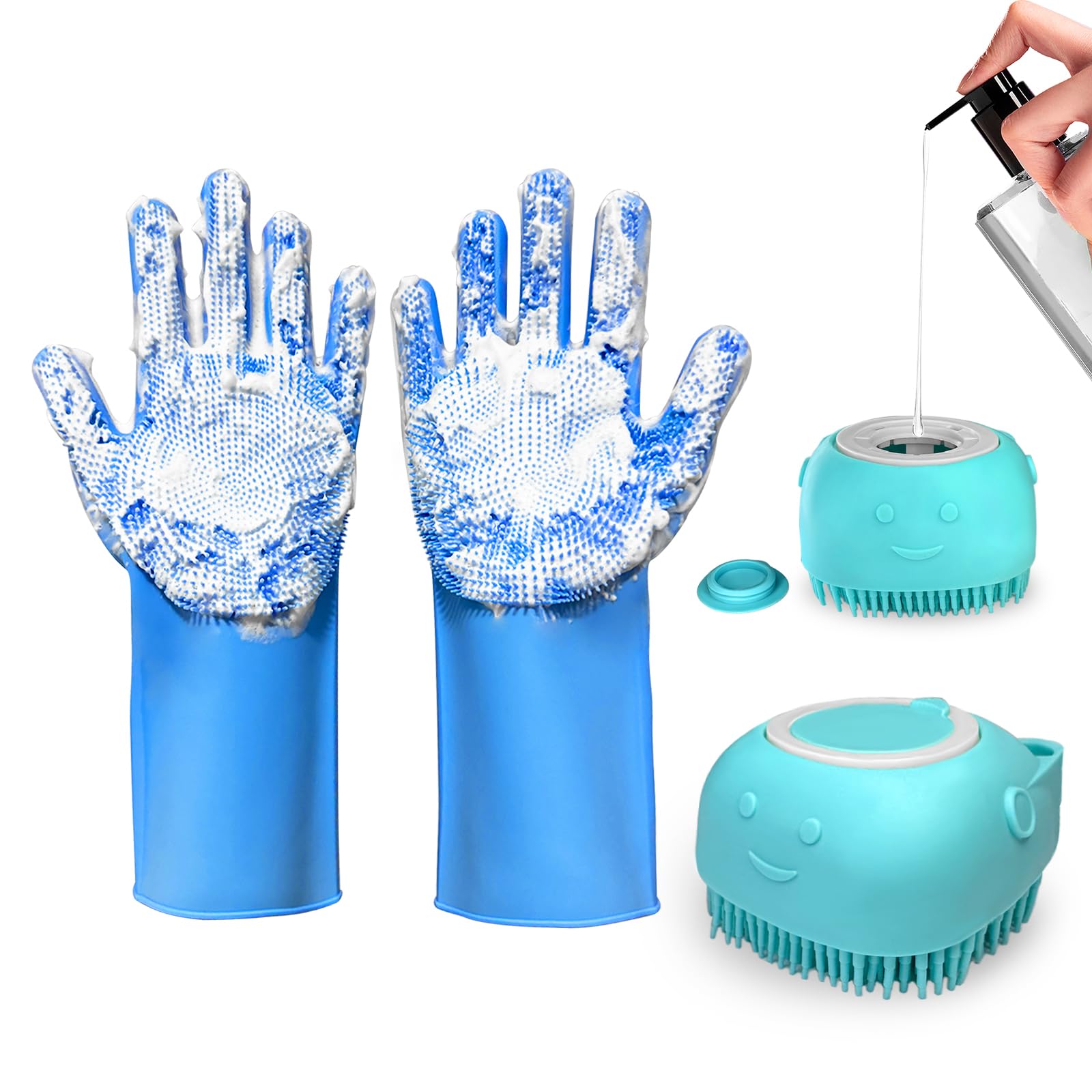 IDQQUQQ dog washing gloves with soft bristles for thorough cleaning and gentle massage.