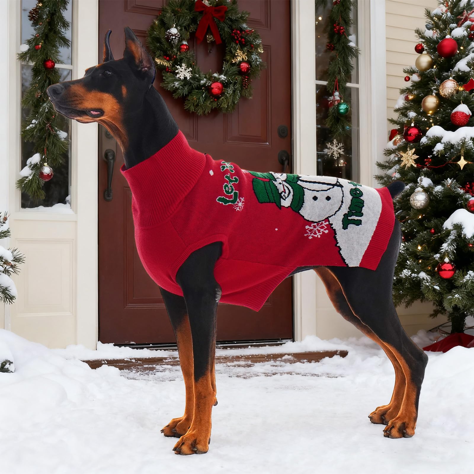 IECOii festive photoshoots with snowflake pattern on red sweater