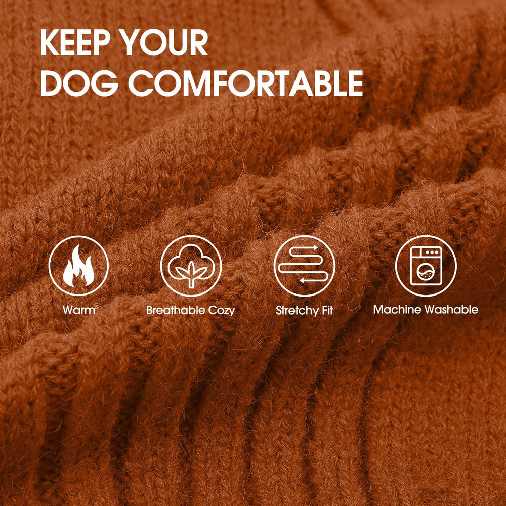 IECOii Dachshund Sweater caramel turtleneck detail highlights snug coverage