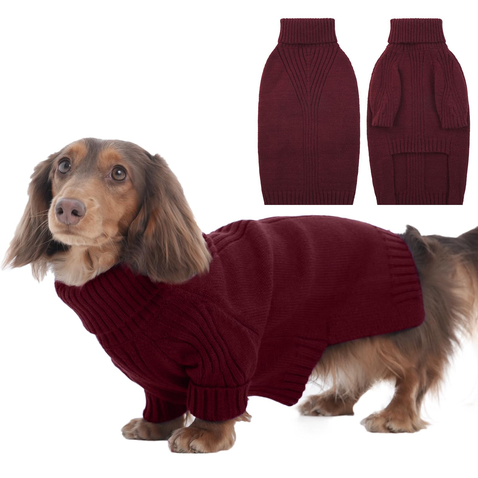 IECOii Dachshund Sweater with turtleneck warmth for cold weather walks