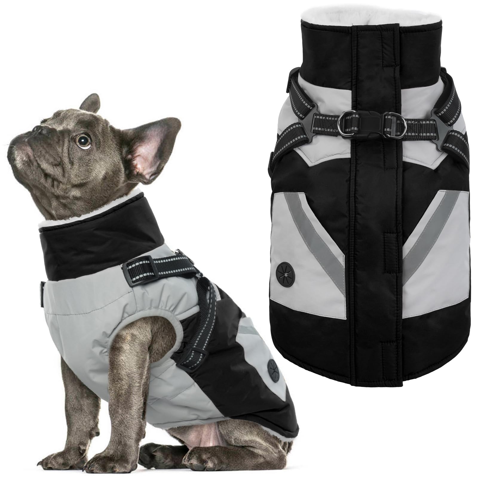 IECOii dog coat with harness built-in back view for easy wear