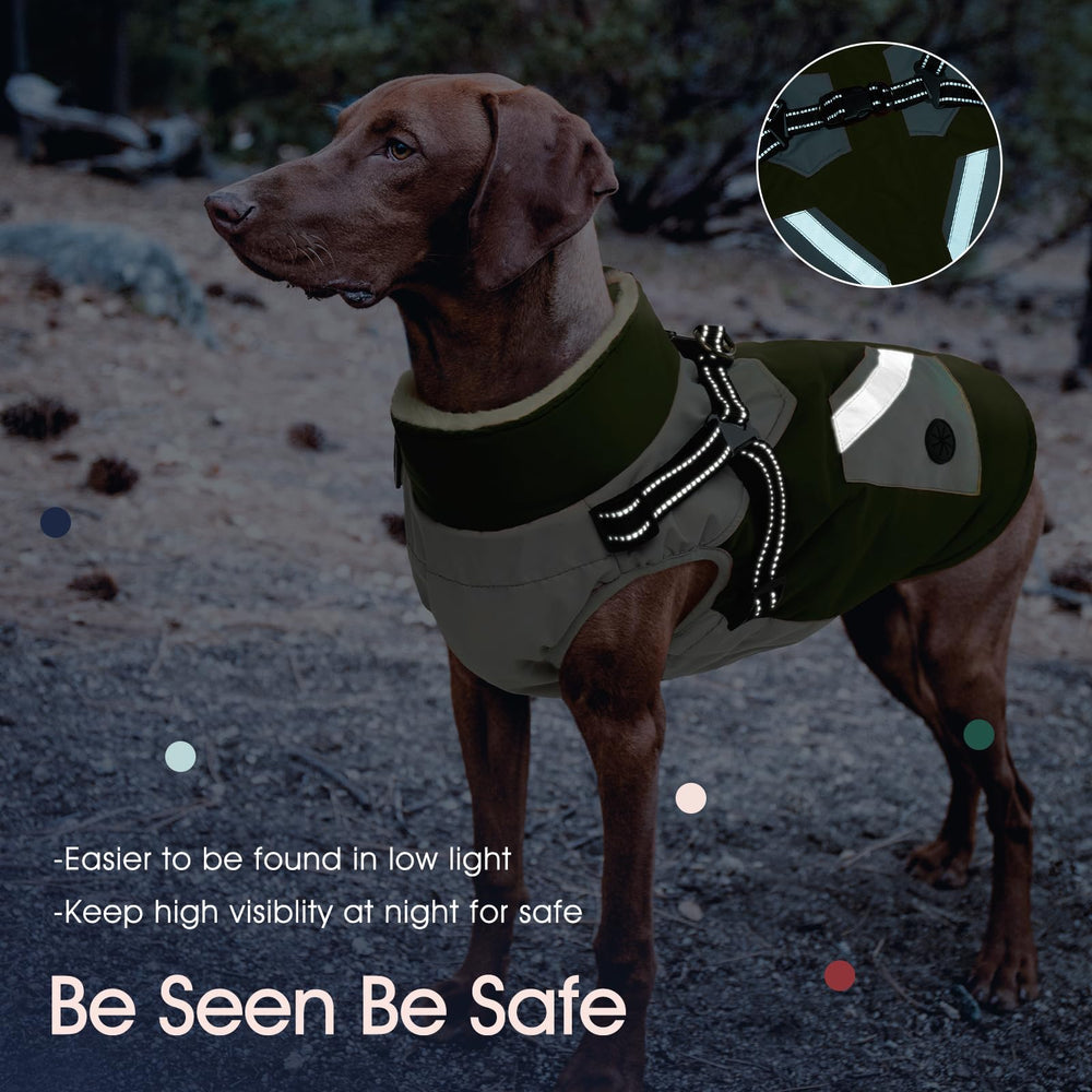 IECOii dog coat with harness built in, fleece lining close-up emphasizes warmth and softness