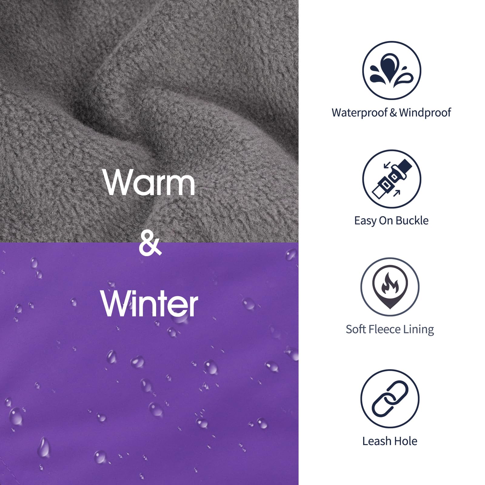 IECOii dog coat waterproof fabric closeup, illustrating rain protection