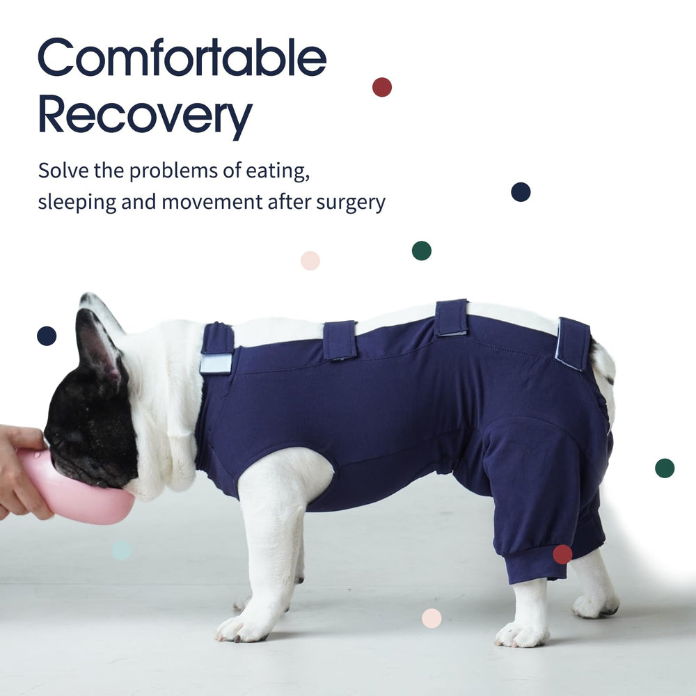 IECOii Dog Recovery Suit features hook-and-loop closure for quick, secure fitting.