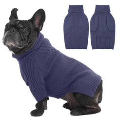 IECOii dog sweater blue pullover front view for medium dogs in winter warmth