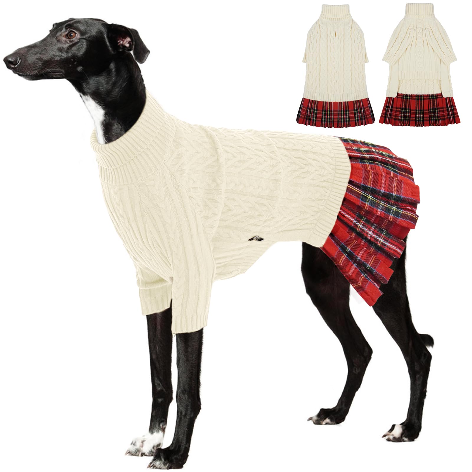 IECOii dog sweater dress cable knit provides cozy warmth for medium dogs during holidays.