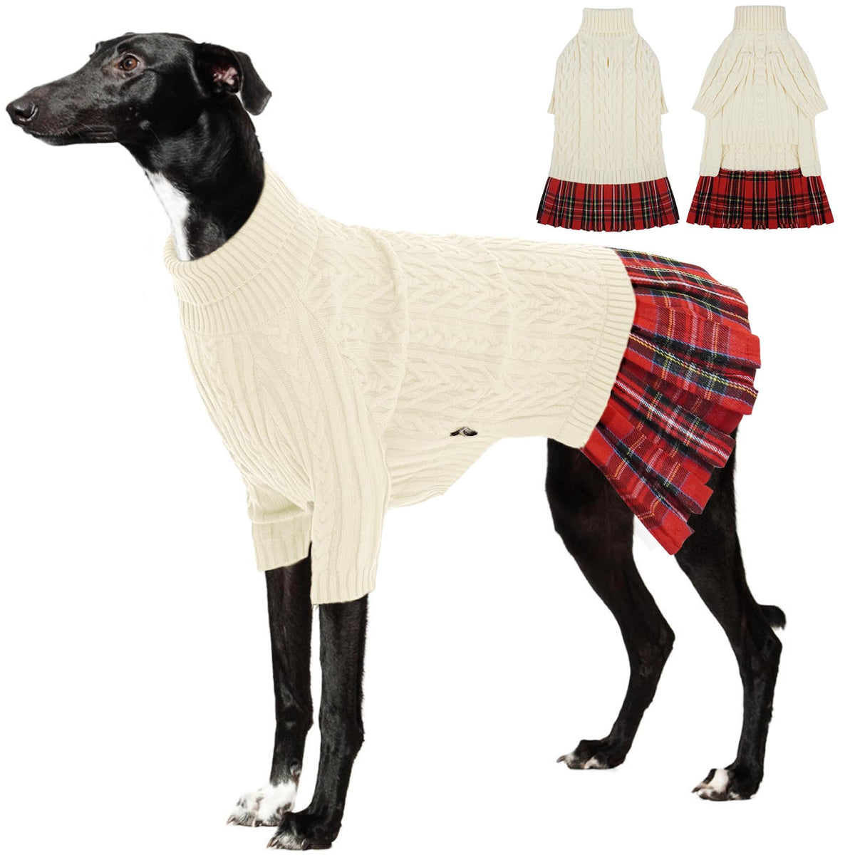 IECOii dog sweater dress cable knit provides cozy warmth for medium dogs during holidays.