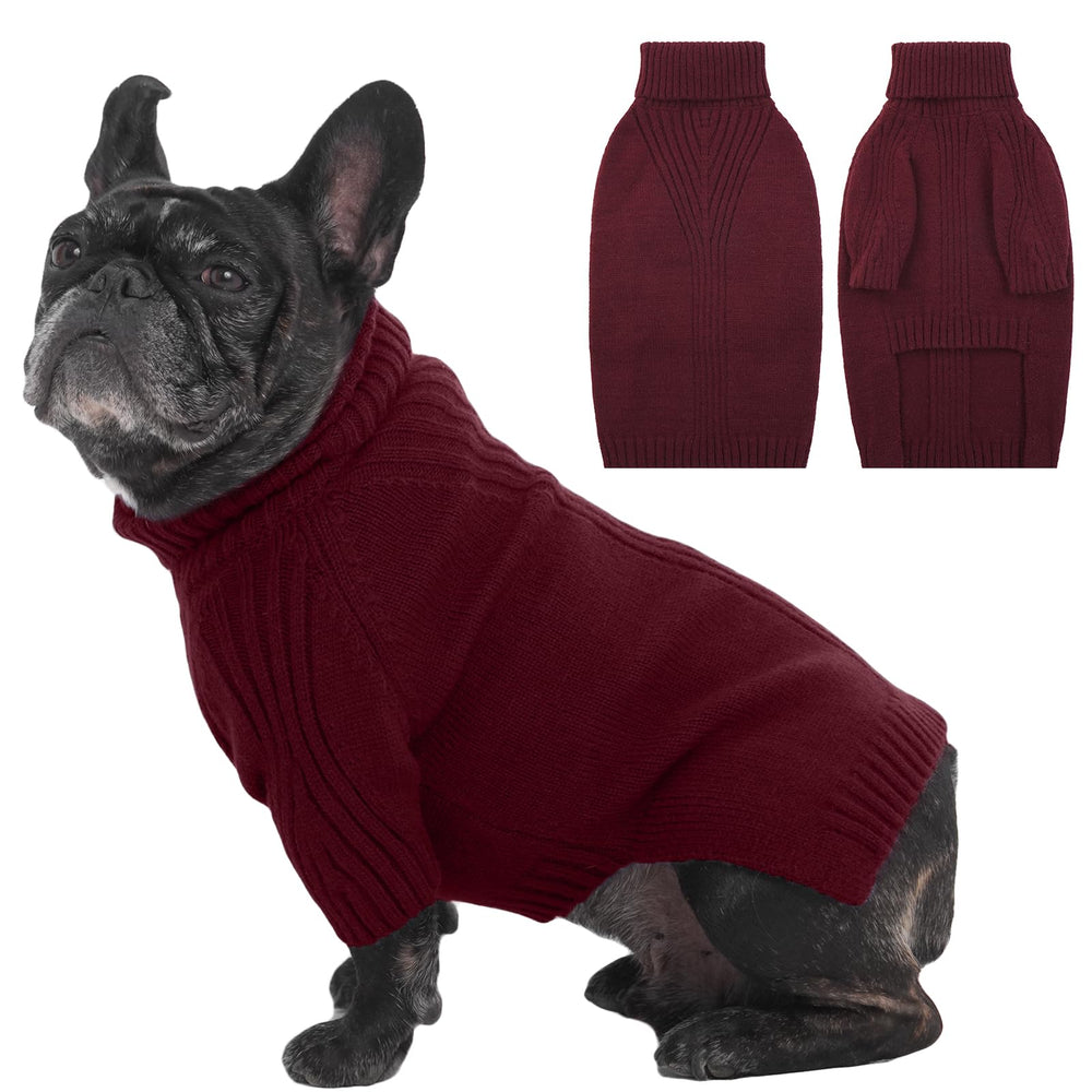 IECOii dog sweater medium burgundy pullover for warm, comfortable winter walks