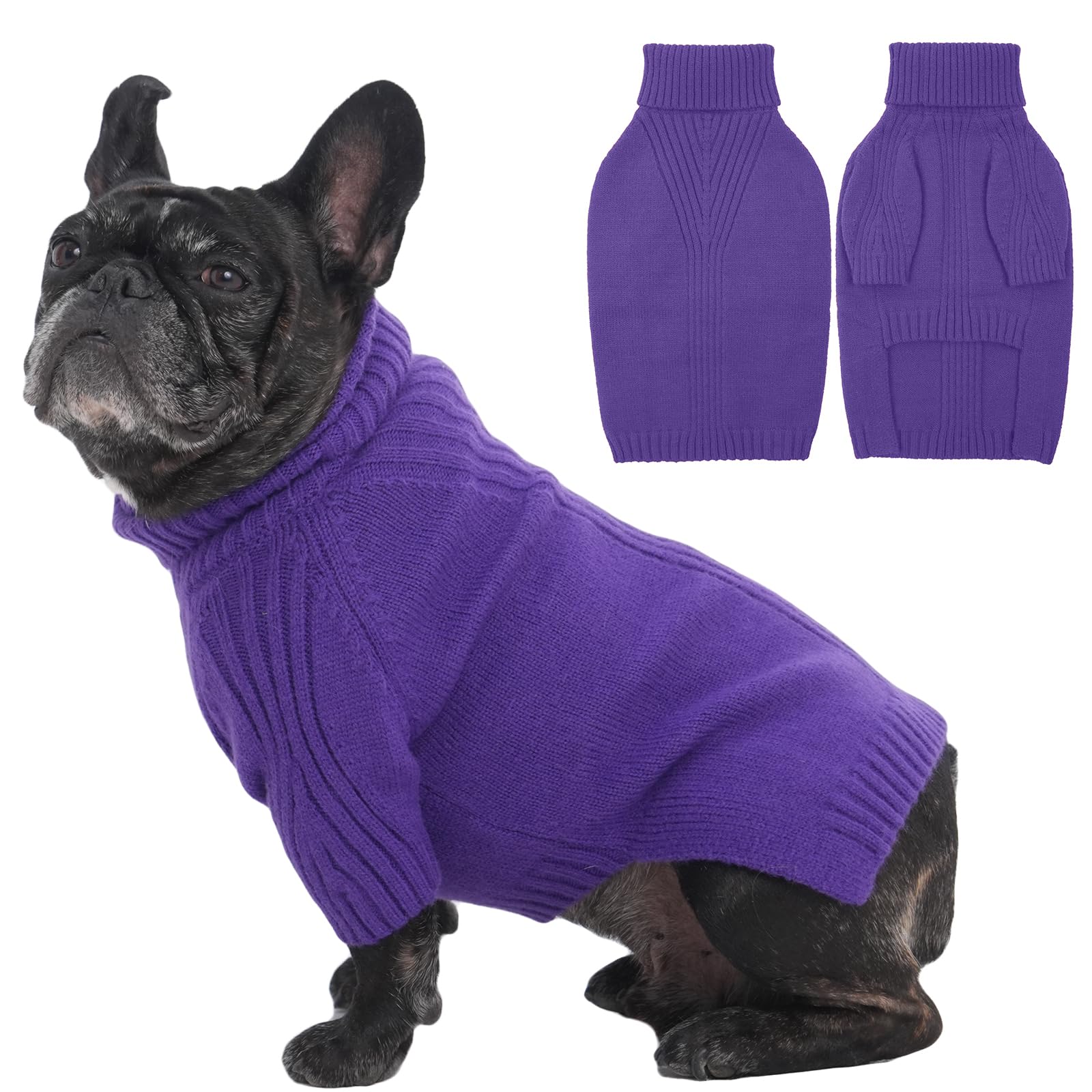 IECOii dog sweater medium front view offers cozy warmth for winter walks
